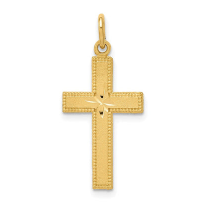 14K Gelbgold Diamantiert Kreuz Anhänger