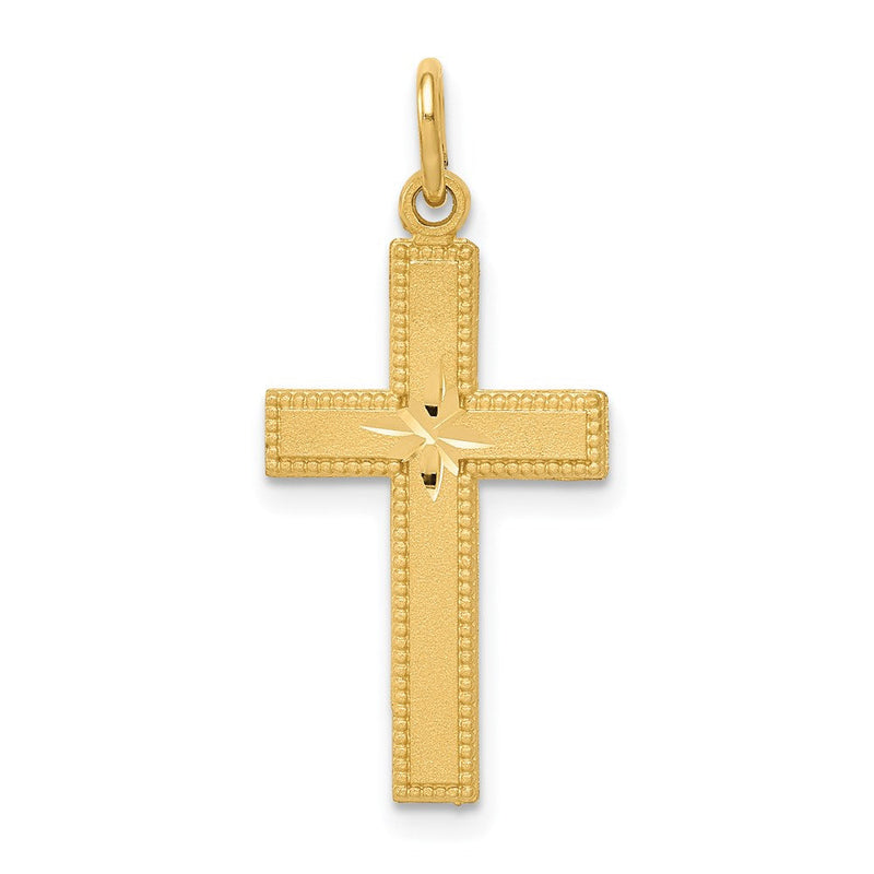 14K Gelbgold Diamantiert Kreuz Anhänger