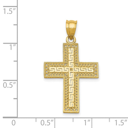 14 Karat Gelbgold Griechischer Filigran-Kreuz-Anhänger