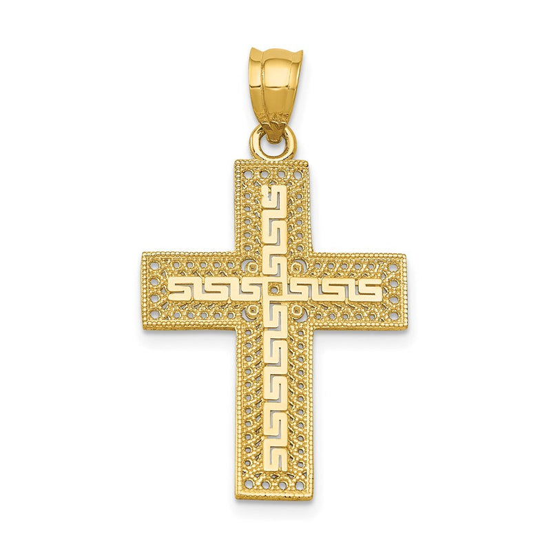 14 Karat Gelbgold Griechischer Filigran-Kreuz-Anhänger