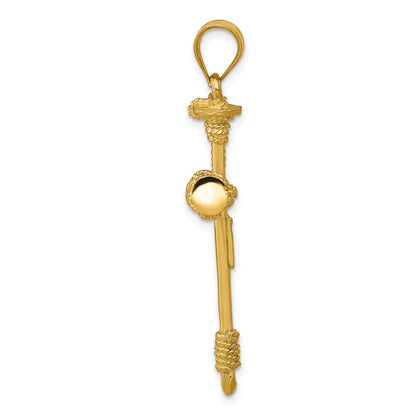 14K Gelbgold Polierter Nagel-Kreuz-Anhänger