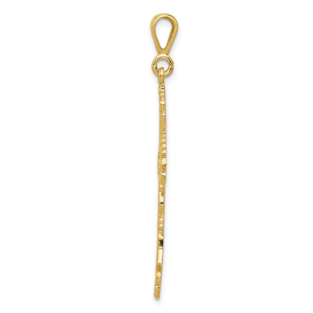 14K Gelbgold Fleur-de-Lis-Kreuz-Anhänger