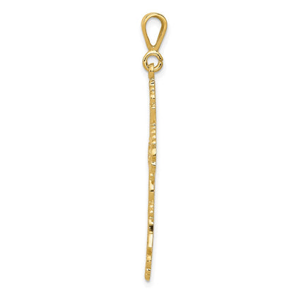 14K Gelbgold Fleur-de-Lis-Kreuz-Anhänger