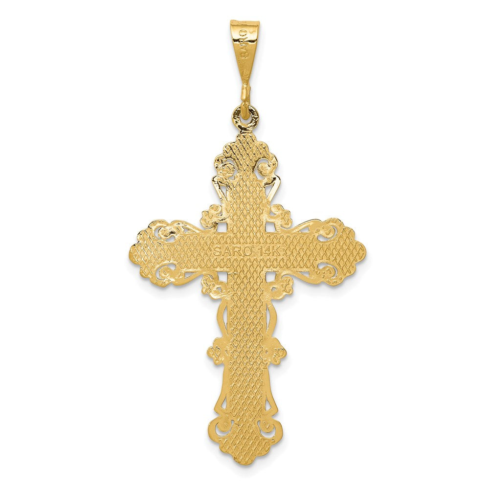 14K Gelbgold Fleur-de-Lis-Kreuz-Anhänger