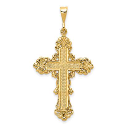 14K Gelbgold Fleur-de-Lis-Kreuz-Anhänger