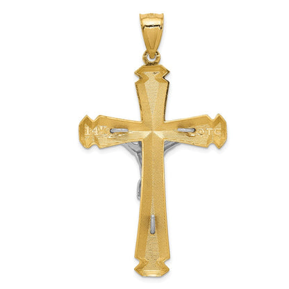 14K Bicolor-Gold Kruzifix-Anhänger mit Satinfinish