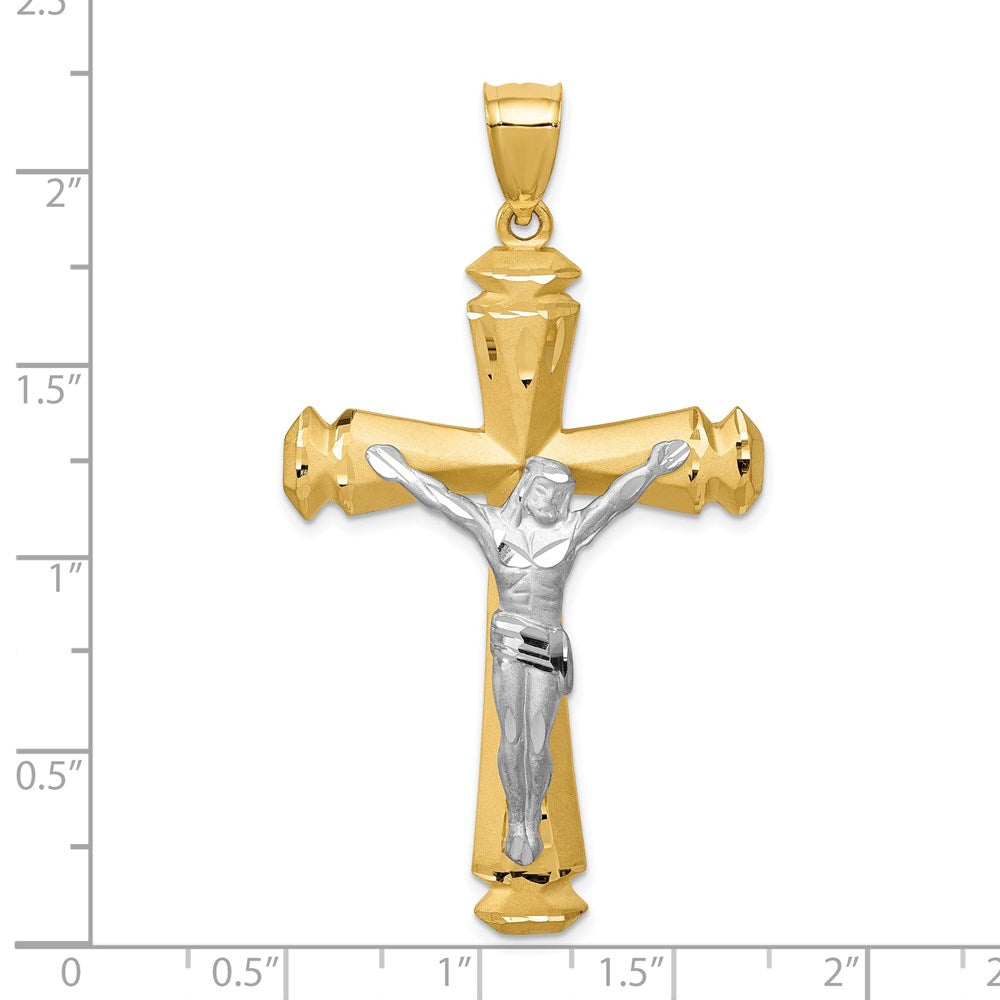 14K Bicolor-Gold Kruzifix-Anhänger mit Satinfinish