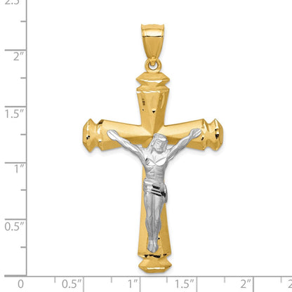 14K Bicolor-Gold Kruzifix-Anhänger mit Satinfinish