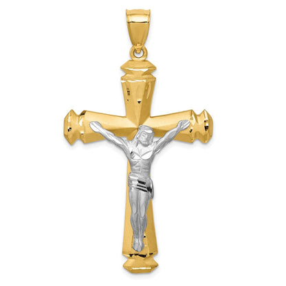 14K Bicolor-Gold Kruzifix-Anhänger mit Satinfinish