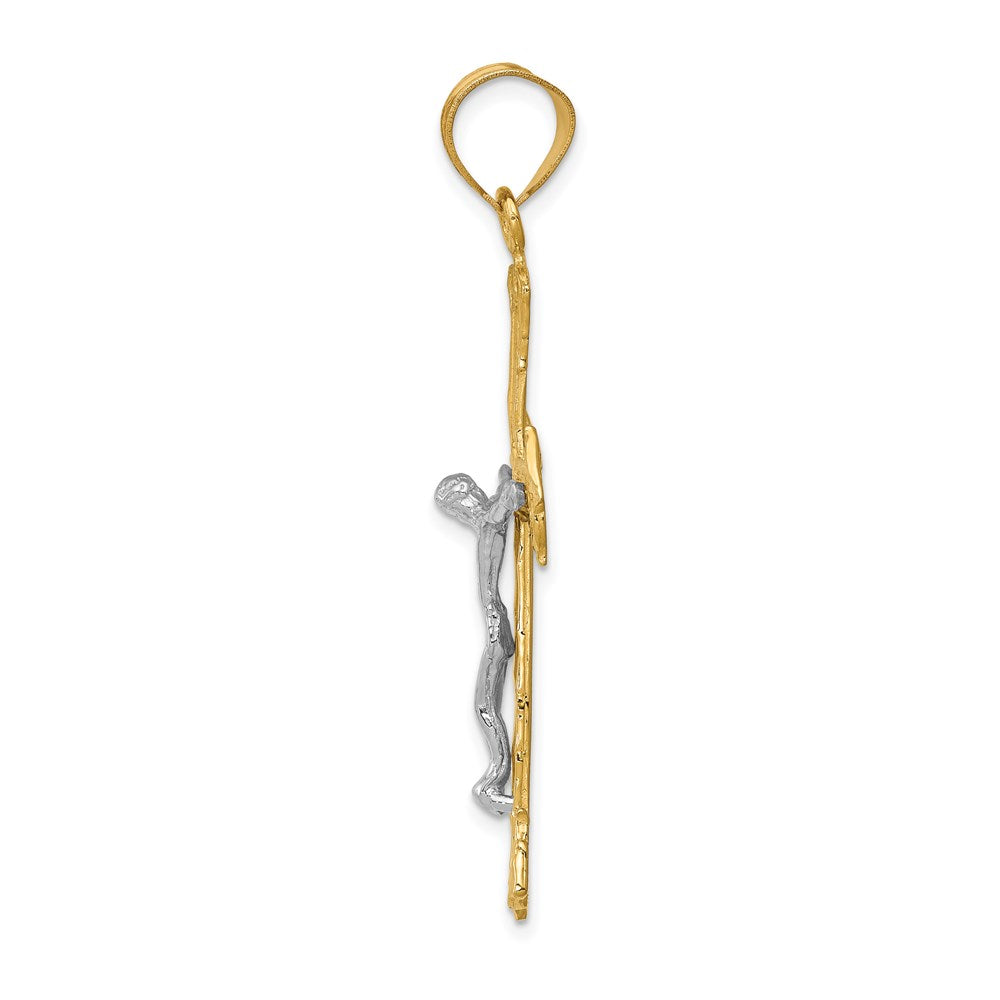 14K Bicolor Gold Diamantgeschliffener Kruzifix-Anhänger