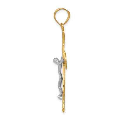 14K Bicolor Gold Diamantgeschliffener Kruzifix-Anhänger