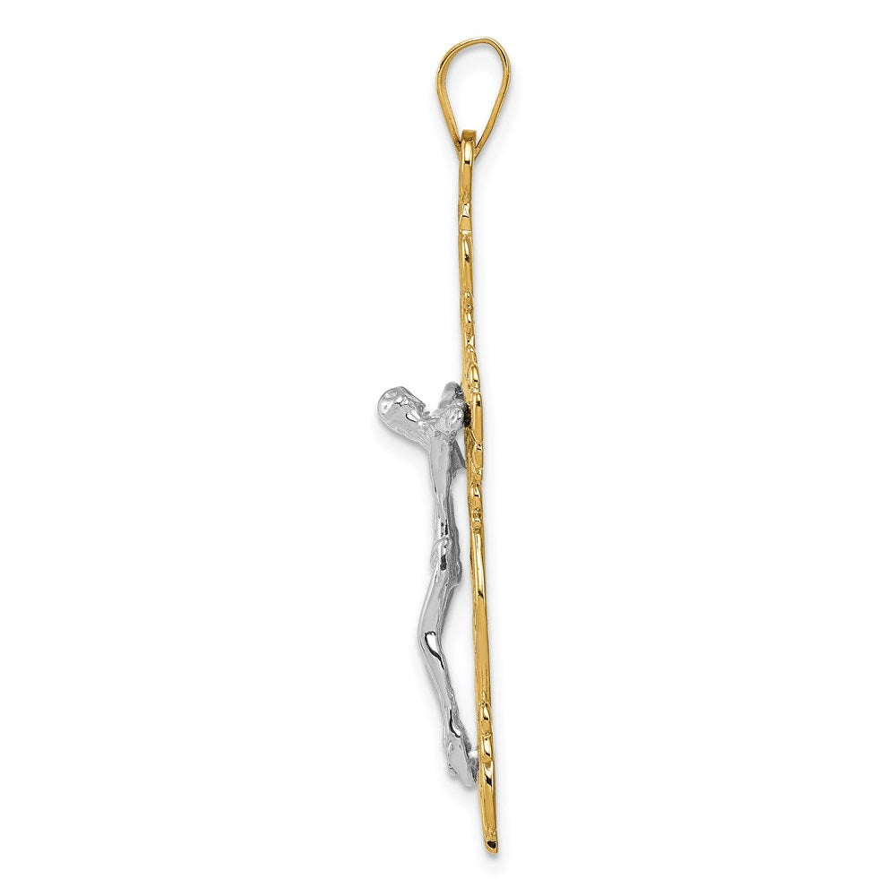 14K Bicolor Gold Diamantgeschliffener Kruzifix-Anhänger