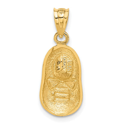 14K Gelb- und Rhodiumgold Babyjungen-Schuh-Anhänger mit Weißrhodium