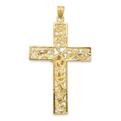 14K Bicolor-Gold Diamantgeschliffener Kruzifix-Anhänger
