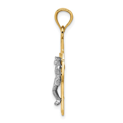 14K Bicolor-Gold INRI Keltischer Kruzifix-Anhänger