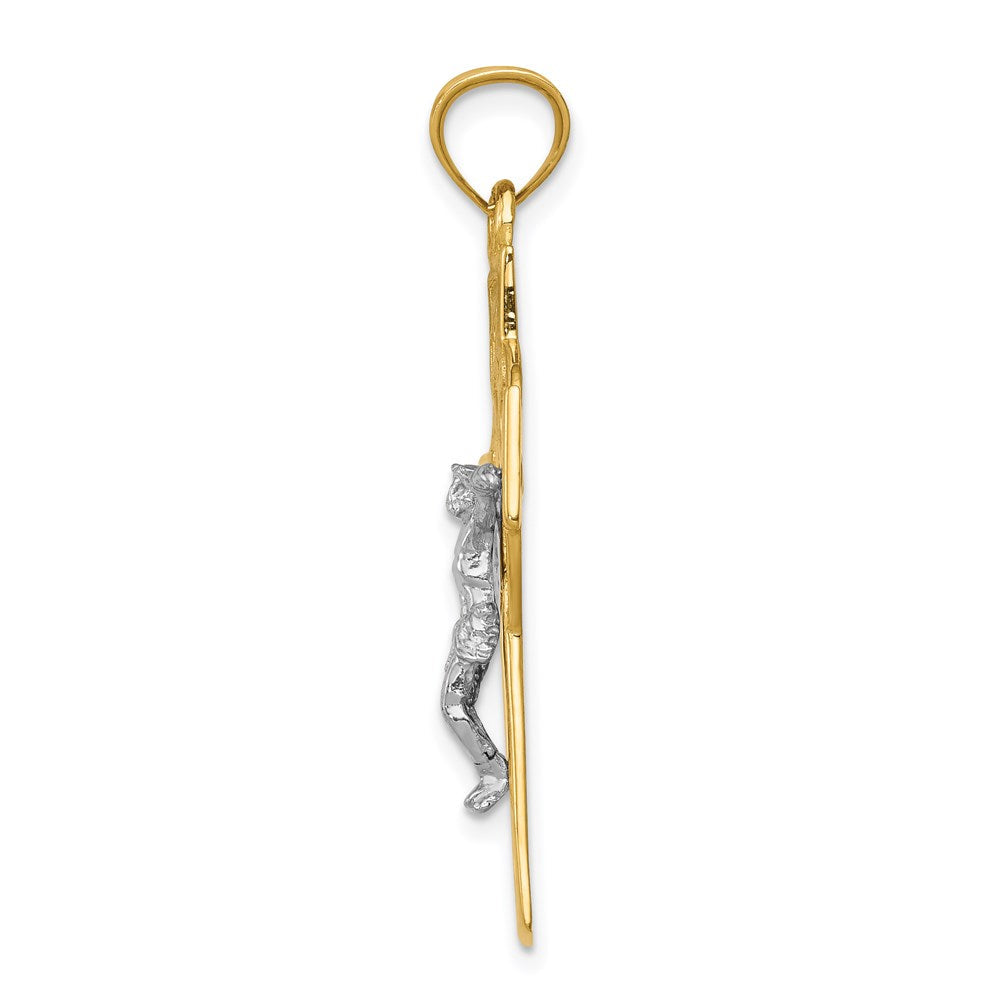 14K Bicolor-Gold INRI Keltischer Kruzifix-Anhänger