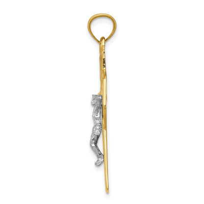 14K Bicolor-Gold INRI Keltischer Kruzifix-Anhänger