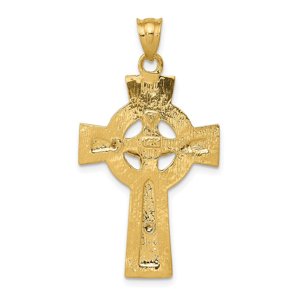 14K Bicolor-Gold INRI Keltischer Kruzifix-Anhänger