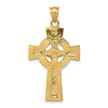14K Bicolor-Gold INRI Keltischer Kruzifix-Anhänger