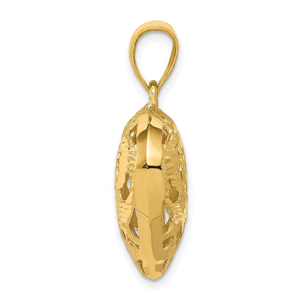 14K Gelbgold Fancy 3D-Herz-Charm