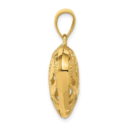 14K Gelbgold Fancy 3D-Herz-Charm