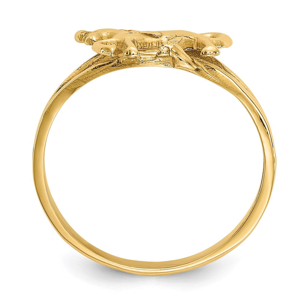 14K Gelbgold Ring mit Pferdemotiv, poliert