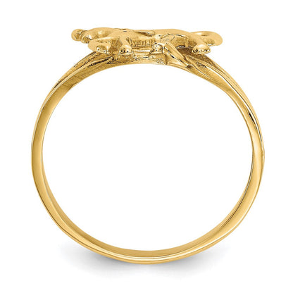 14K Gelbgold Ring mit Pferdemotiv, poliert