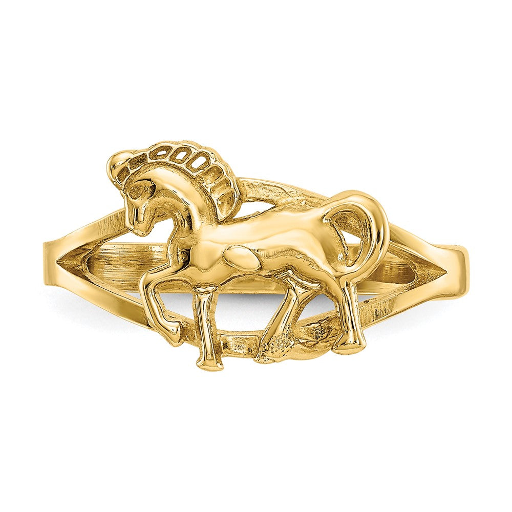 14K Gelbgold Ring mit Pferdemotiv, poliert