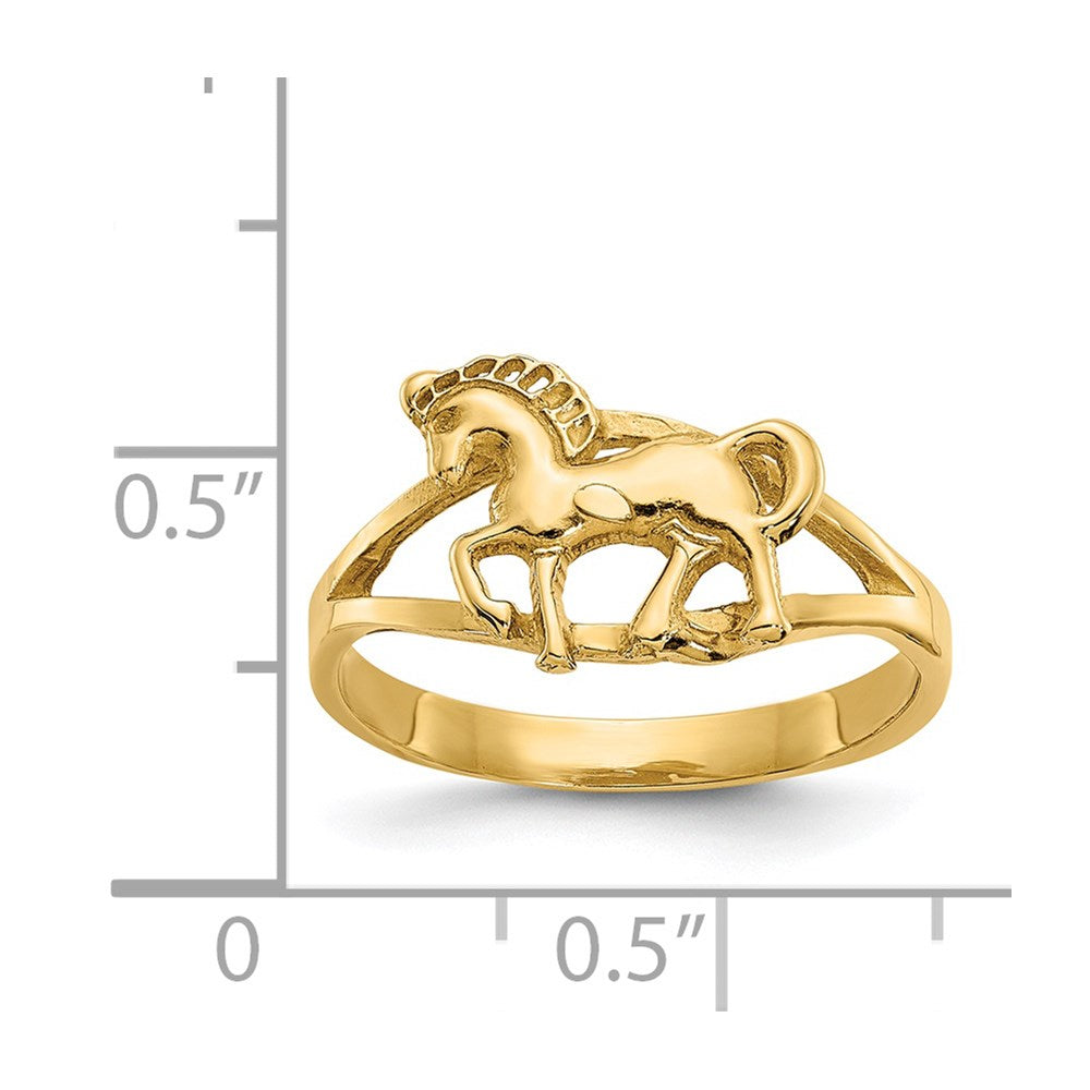 14K Gelbgold Ring mit Pferdemotiv, poliert