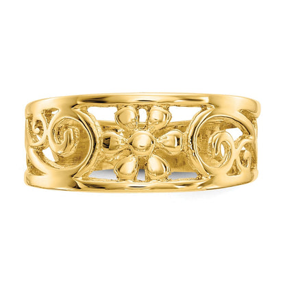 14K Gelbgold Blumen Zehenring
