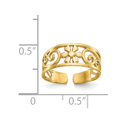 14K Gelbgold Blumen Zehenring
