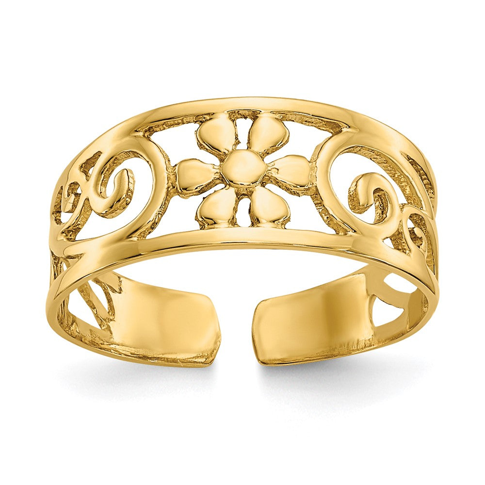 14K Gelbgold Blumen Zehenring