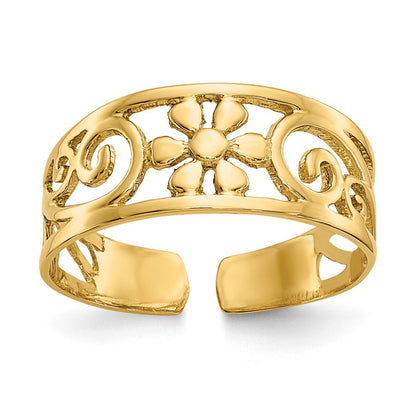 14K Gelbgold Blumen Zehenring