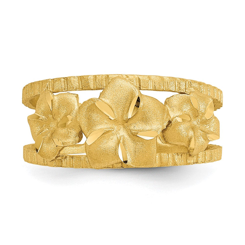 14K Gelbgold Plumeria-Zehenring, diamantiert