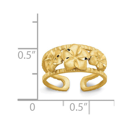 14K Gelbgold Plumeria-Zehenring, diamantiert