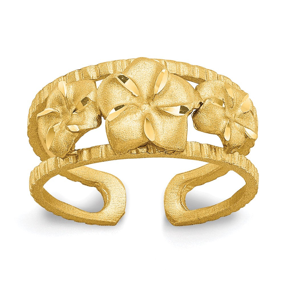 14K Gelbgold Plumeria-Zehenring, diamantiert