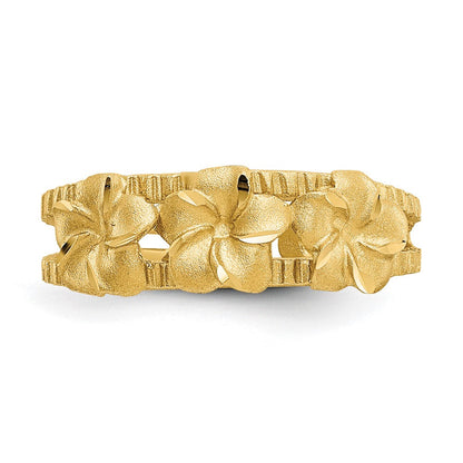 14K Gelbgold Zehenring mit Plumeria-Motiv