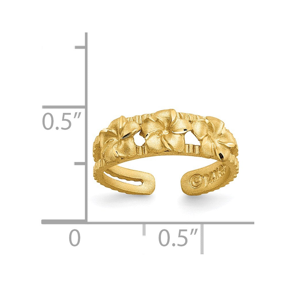 14K Gelbgold Zehenring mit Plumeria-Motiv