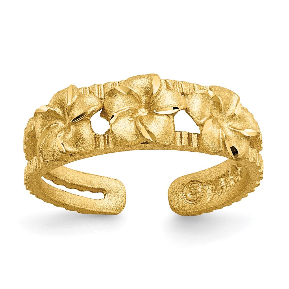 14K Gelbgold Zehenring mit Plumeria-Motiv