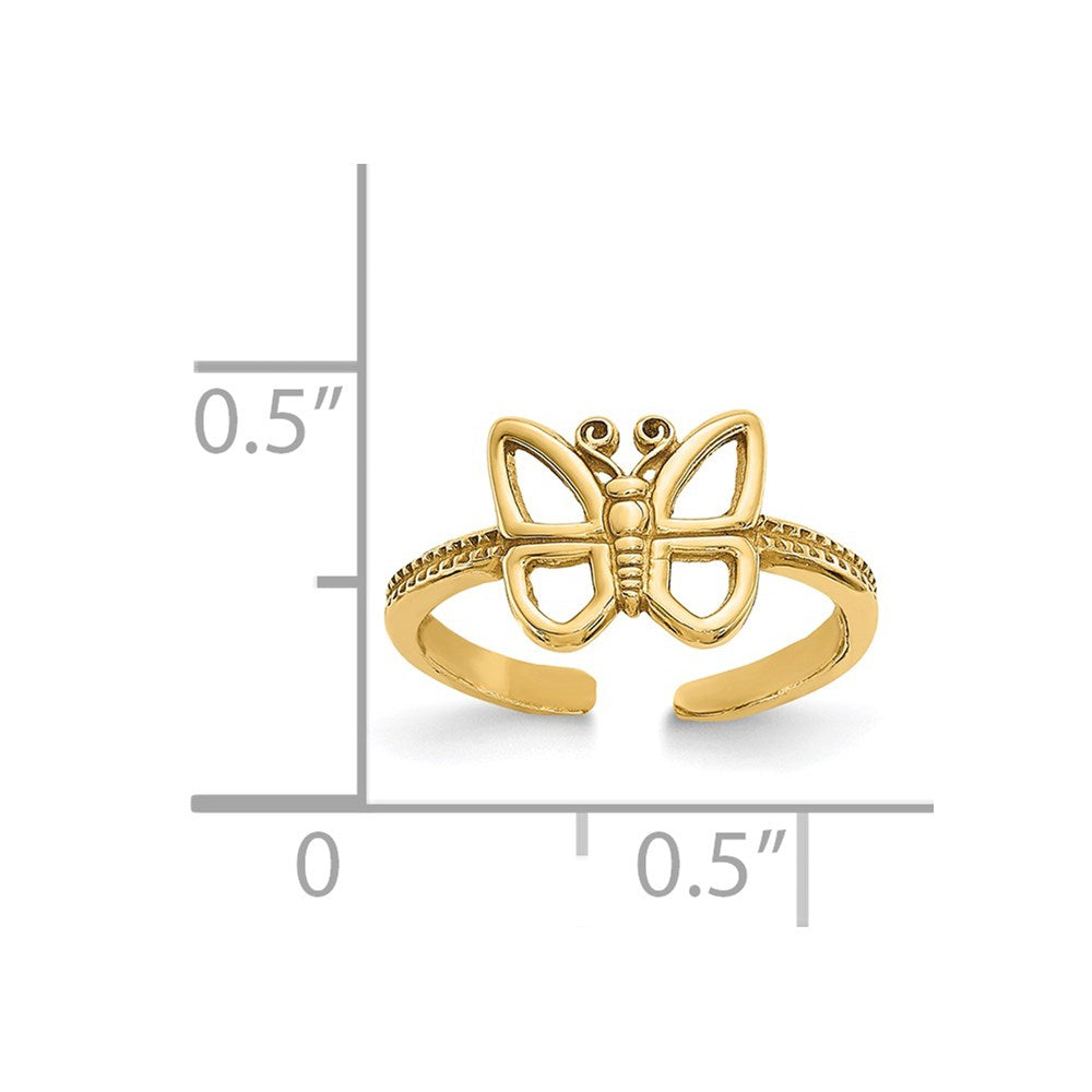 14K Gelbgold Schmetterling Zehenring
