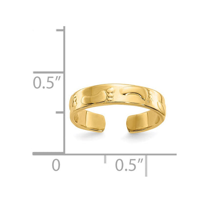 14K Gelbgold Footprints Zehenring