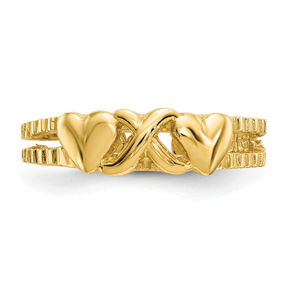 14K Gelbgold Herzen-und-X-Zehenring