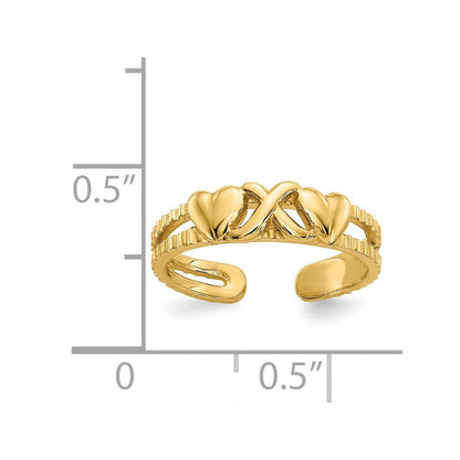 14K Gelbgold Herzen-und-X-Zehenring