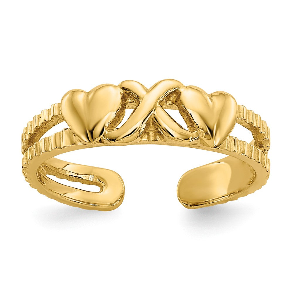 14K Gelbgold Herzen-und-X-Zehenring