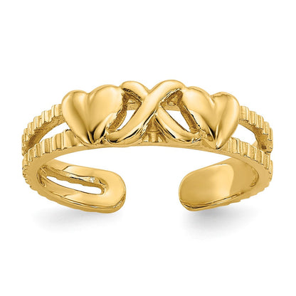 14K Gelbgold Herzen-und-X-Zehenring
