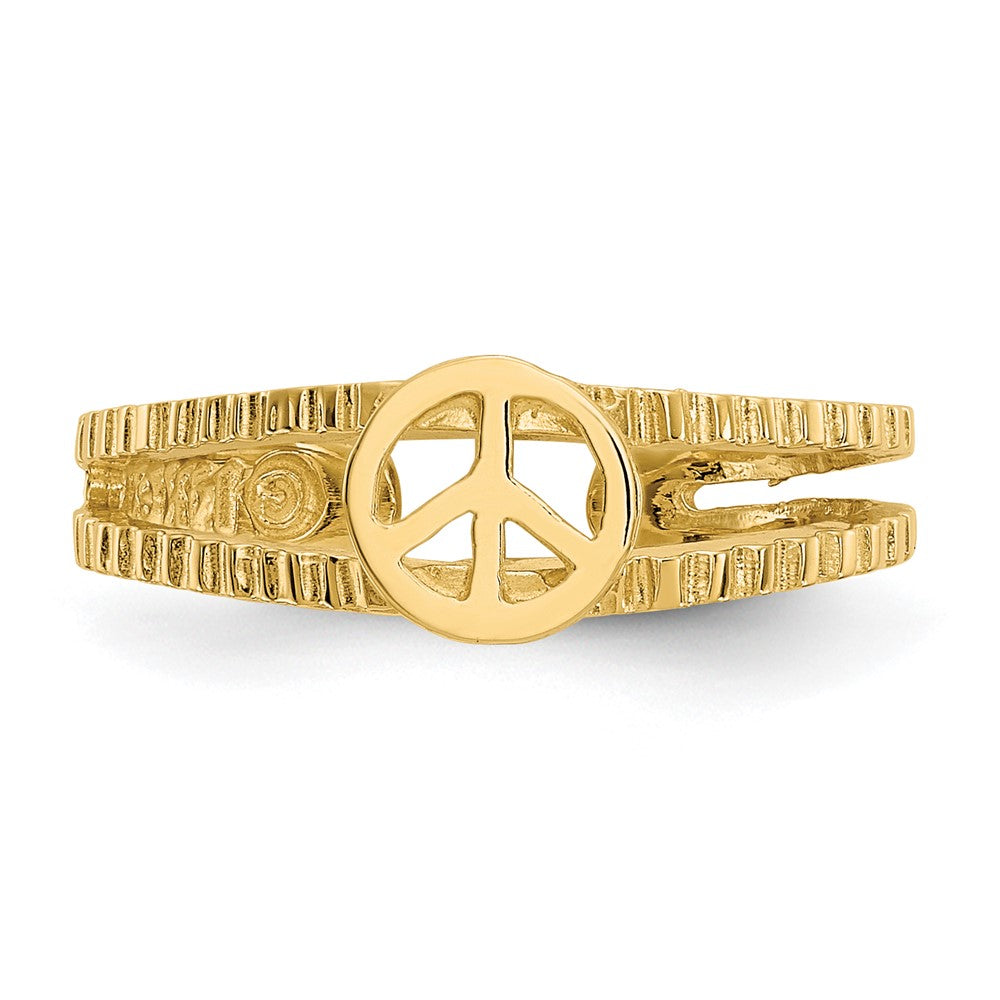 14K Gelbgold Frieden Zeichen Zehenring