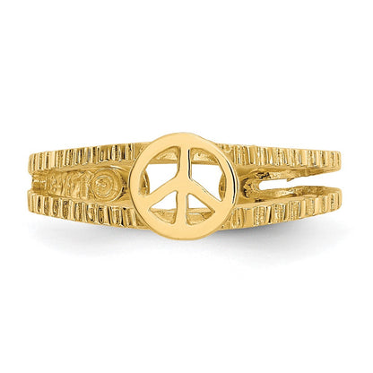 14K Gelbgold Frieden Zeichen Zehenring