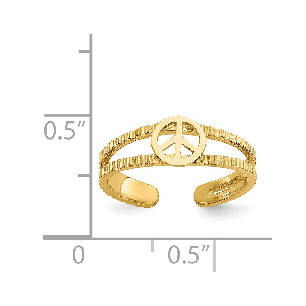 14K Gelbgold Frieden Zeichen Zehenring