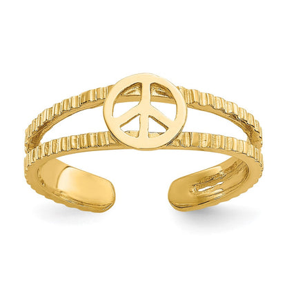 14K Gelbgold Frieden Zeichen Zehenring