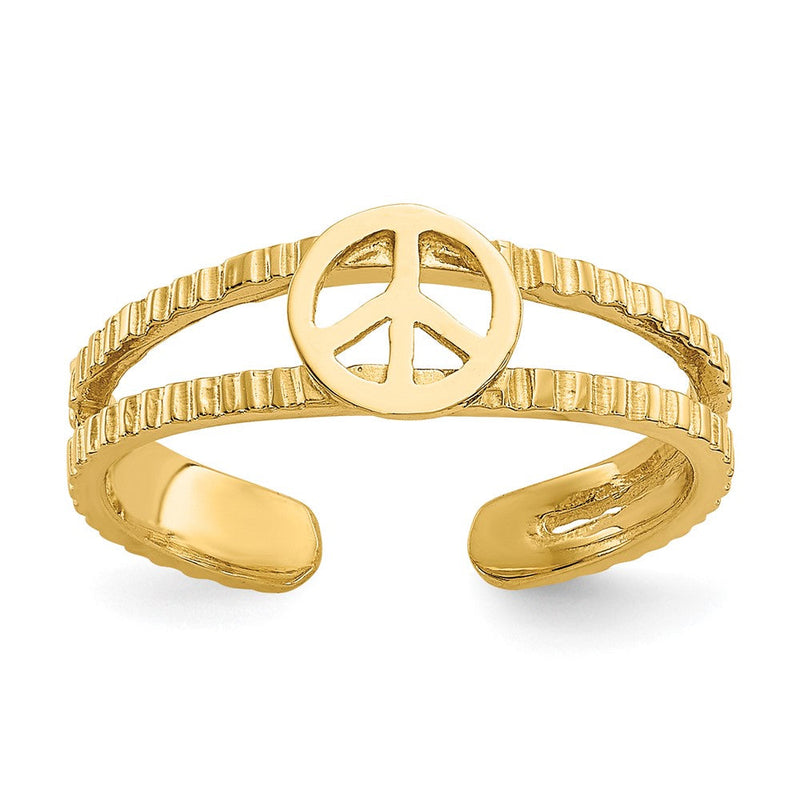 14K Gelbgold Frieden Zeichen Zehenring